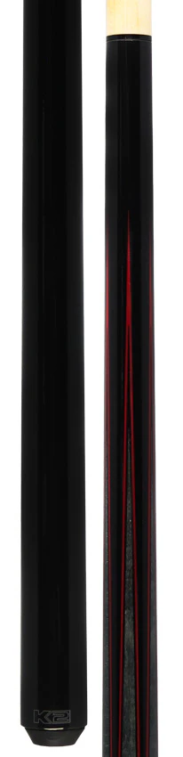 K2 Black Painted Maple with Gray/Red Points No Wrap Graphic Pool Cue with 12.50mm LD Shaft - KLLE2N - Image 3