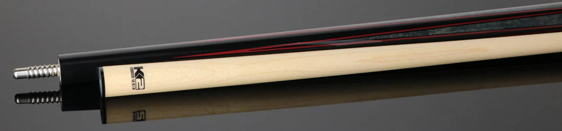 K2 Black Painted Maple with Gray/Red Points No Wrap Graphic Pool Cue with 12.50mm LD Shaft - KLLE2N - Image 6