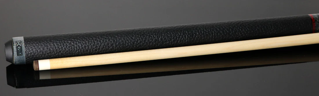 K2 Black Painted Maple and Gray/Red Points Graphic Leather Wrap Pool Cue with 11.75mm LD Shaft - KLLE2W - Image 6