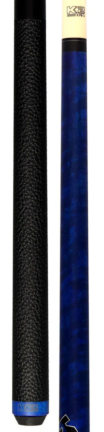 K2 Matte Blue-Stained Maple Play Cue with Leather Wrap and 11.75mm LD Shaft - KLCBL - Image 5