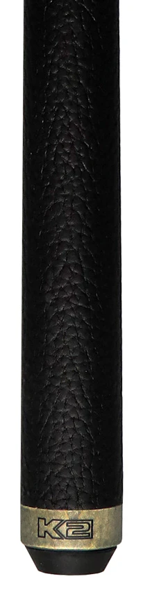 K2 Matte Gray-Stained Maple and Blue Points Leather Wrap Pool Cue with 11.75 LD Shaft - KLLE1W - Image 2