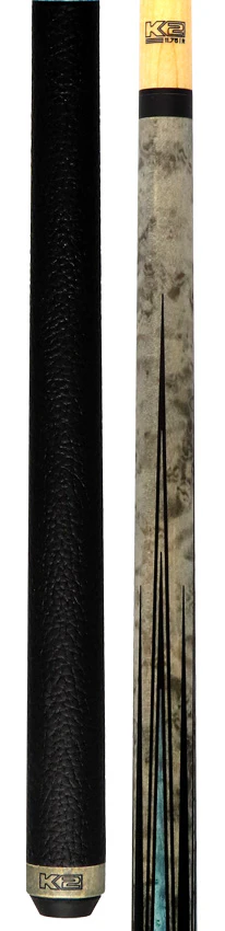 K2 Matte Gray-Stained Maple and Blue Points Leather Wrap Pool Cue with 11.75 LD Shaft - KLLE1W - Image 5