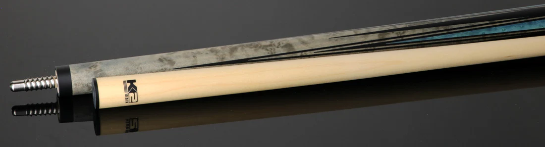 K2 Matte Gray-Stained Maple and Blue Points No Wrap Graphic Pool Cue with 12.50mm LD Shaft - KLLE1N - Image 6