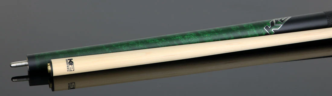 K2 Matte Green-Stained Maple Pool Cue with Leather Wrap and 12.50mm LD Shaft - KLCGN - Image 3