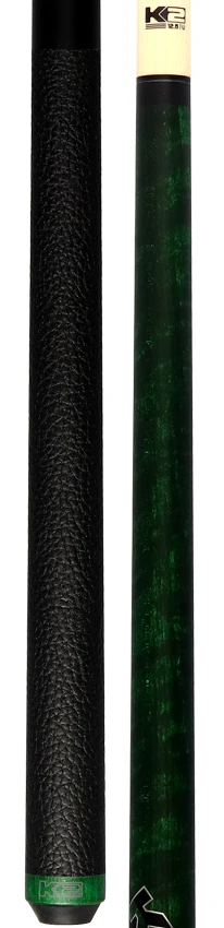K2 Matte Green-Stained Maple Pool Cue with Leather Wrap and 12.50mm LD Shaft - KLCGN - Image 5