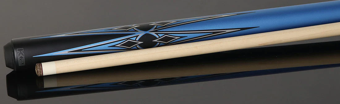K2 Matte Metallic Blue with Silver and Black Graphic Pool Cue with 12.50mm K2 LD Shaft - Image 3