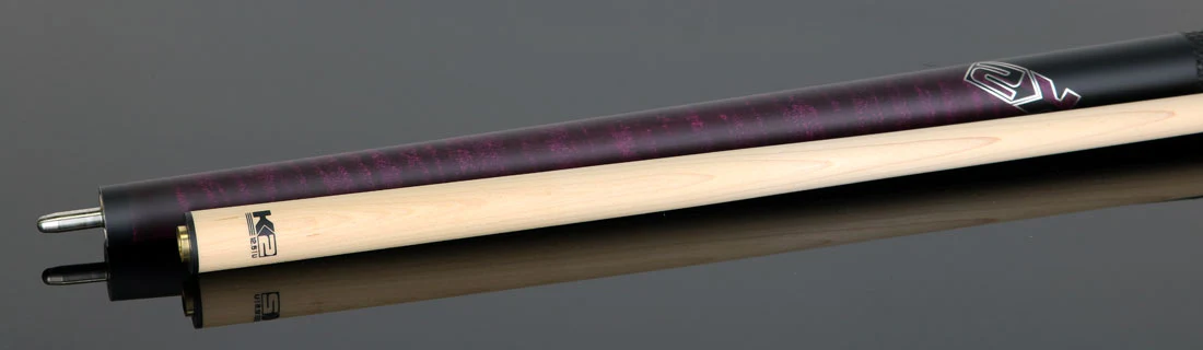 K2 Matte Purple-Stained Maple Play Cue with Leather Wrap and 12.50mm LD Shaft - KLCPL - Image 3