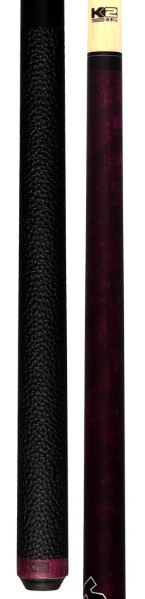K2 Matte Purple-Stained Maple Play Cue with Leather Wrap and 12.50mm LD Shaft - KLCPL - Image 5
