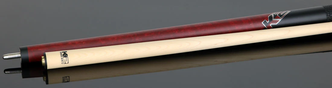 K2 Matte Red-Stained Maple Play Cue with Leather Wrap and 12.50mm LD Shaft - KLCRD - Image 3