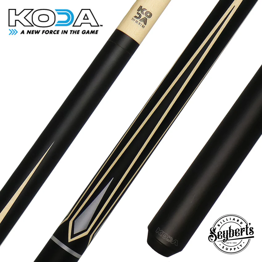 KODA Matte Black with Natural and Silver Graphic Pool Cue - KD47NA