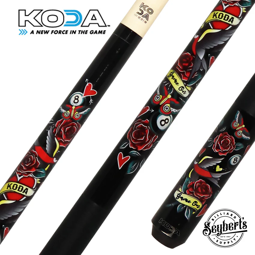 KODA Eightball and Hearts Graphic Pool Cue - KDV20