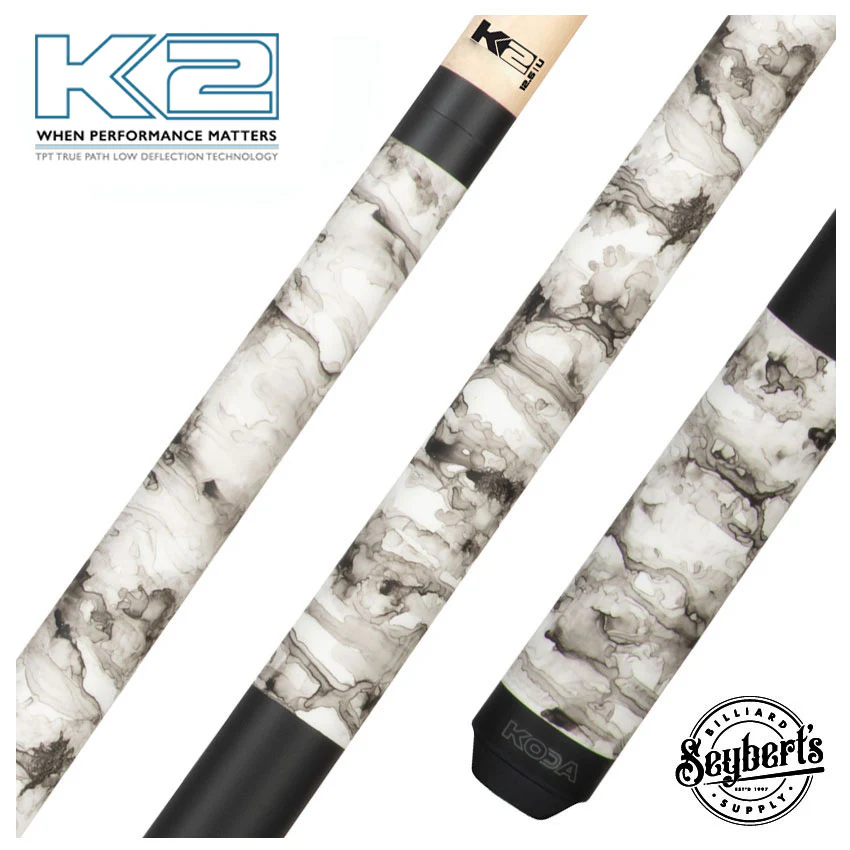 K2 KL101 White Smoke Matte Graphic Pool Cue with K2 LD 12.5mm Shaft - KL101