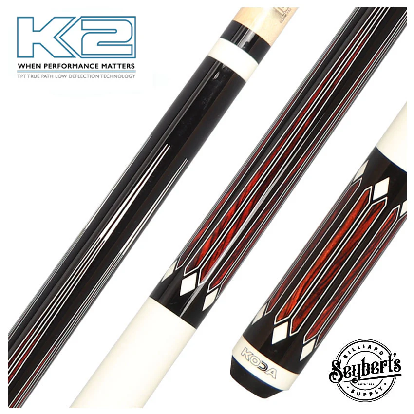 K2 KL161 6 Point Cocobolo Black And White Graphic Pool Cue with 11.75mm LD Shaft - KL161