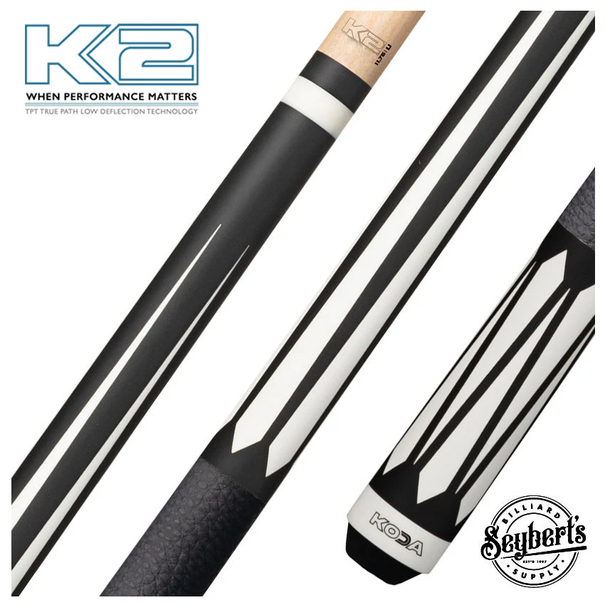 K2 KL191 6 Point Black and White Graphic Pool Cue with 11.75mm LD Shaft - KL191