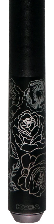 KODA Matte Black with Silver Rose Graphic Play Cue and Irish Linen Wrap - Image 2