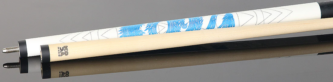 KODA Matte White with Blue Dragon Graphic Play Cue with Irish Linen Wrap - Image 4