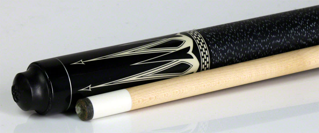 Lucky Black and White Graphic Pool Cue with Linen Wrap- L22 - Image 3