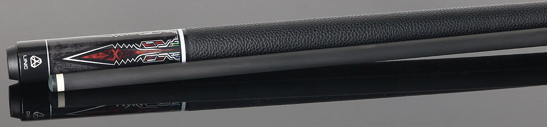 Linc Dark Gray Stained Maple with Red / Silver Points Graphic Pool Cue - Image 3