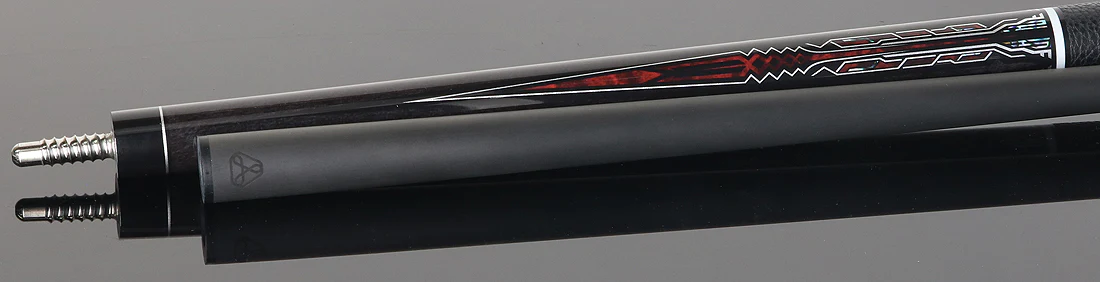 Linc Dark Gray Stained Maple with Red / Silver Points Graphic Pool Cue - Image 4