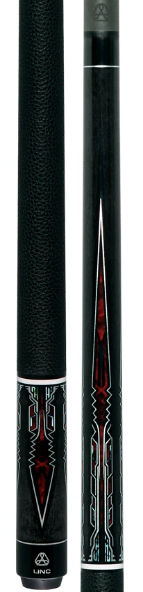 Linc Dark Gray Stained Maple with Red / Silver Points Graphic Pool Cue - Image 5