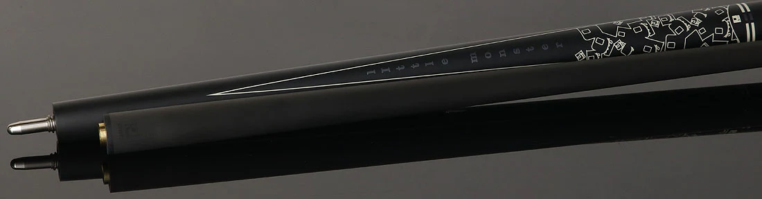Little Monster Matte Black with 2 White Points Graphics No Wrap Play Cue with Carbon Fiber Shaft - Image 4