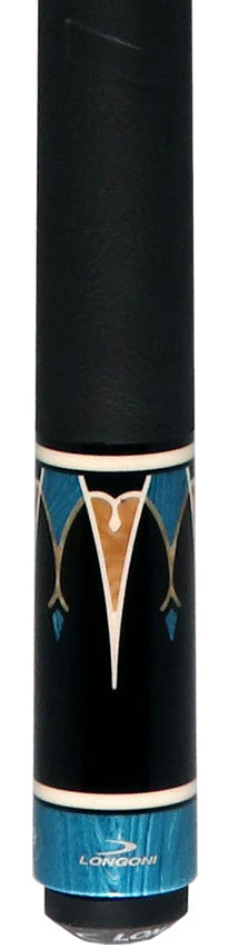 Longoni Galaxy Cyan Pool Cue with Elk Leather Wrap and Luna Nera Shaft - Image 2
