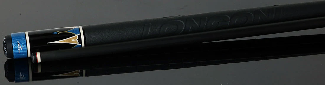 Longoni Galaxy Cyan Pool Cue with Elk Leather Wrap and Luna Nera Shaft - Image 3