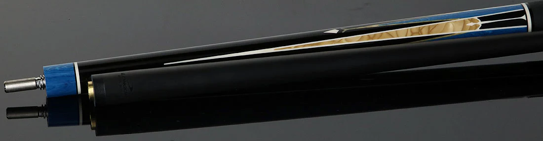 Longoni Galaxy Cyan Pool Cue with Elk Leather Wrap and Luna Nera Shaft - Image 4