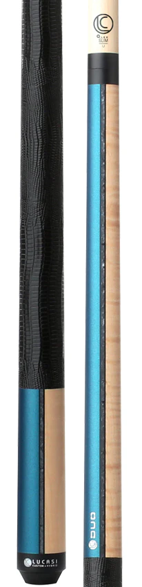 Lucasi Custom Duo Prussian Blue/Natural Super Birdseye Cue with Embossed Leather Wrap Pool Cue - Image 3