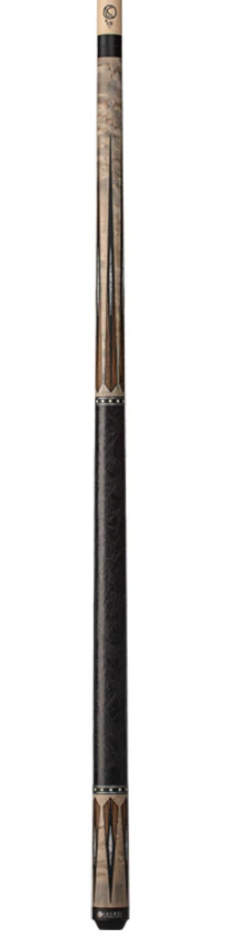 Lucasi Custom Matte Gray Wash Birdseye Maple with 6 Floating Bocote/White Recon Points, and Leather Wrap Pool Cue - Image 4