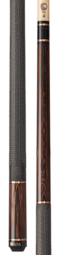 Lucasi Hybrid Exotic Black Palm with Hybrid 3mm Rose Gold Rings and Fusion G5 Sport Grip Wrap Pool Cue - Image 3