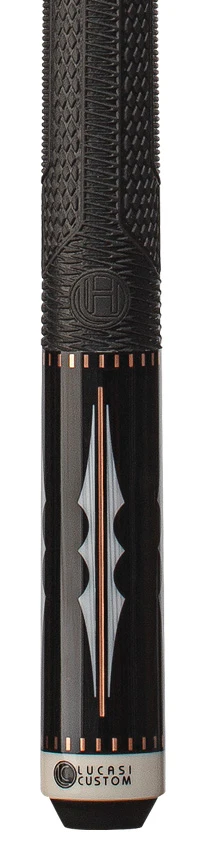 Lucasi Hybrid Midnight Black with 4pt Imitation Bone/Rose Gold Inlays Blade and Fusion G5 Sport Grip Wrap Pool Cue - Image 2
