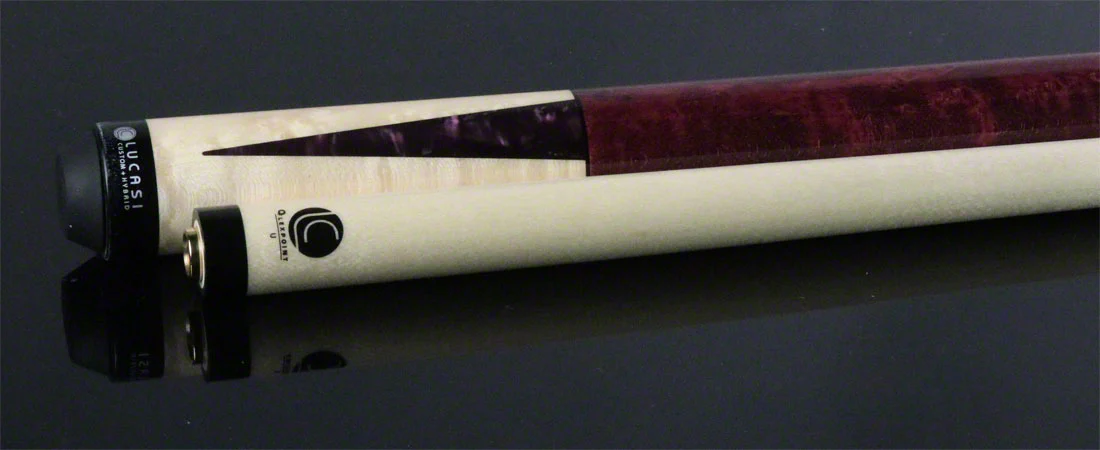 Lucasi Zero Flexpoint Natural Birdseye Maple with Purple Crush Inlays and Purple Birdseye Wrapless Pool Cue - LZC17 - Image 6