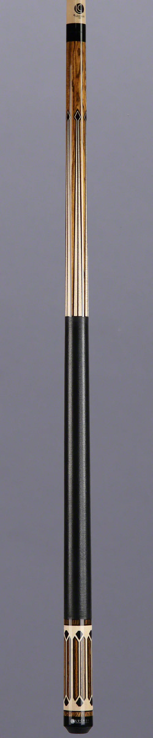 Lucasi Zero Flexpoint Bocote with Black/Natural Curly Maple Inlays and Solid Black Linen Wrap Pool Cue - LZC35 - Image 2