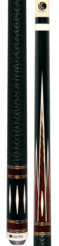 Lucasi Zero Flexpoint Midnight Black with Bocote Inlays and Elephant Embossed Black Leather Wrap Pool Cue - LZC39 - Image 5
