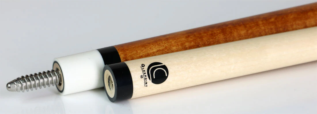Lucasi Zero Flexpoint Antique Curly with Silver/White Rings and Black Linen Wrap Pool Cue - LZCB7 - Image 3