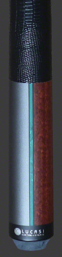 Lucasi Duo Matte Gunmetal/Zebrawood with Malachite Inlays and Embossed Lizard Wrap Pool Cue - LZDU12 - Image 6