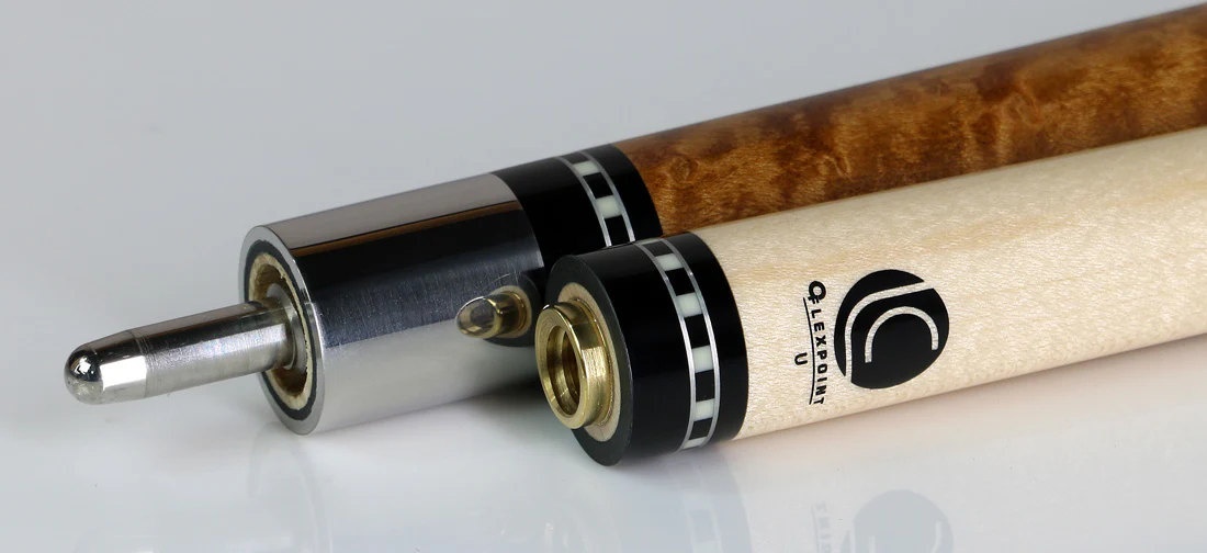 Lucasi  Zero Flexpoint Walnut Stained Birdseye Maple with Silver Crush/Imitation Bone Inlays and White and Brown Linen WrapPool Cue - LZE9 - Image 4