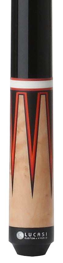 Lucasi Custom Black and Antique Birdseye/Red Orange Wrapless Pool Cue - Image 2