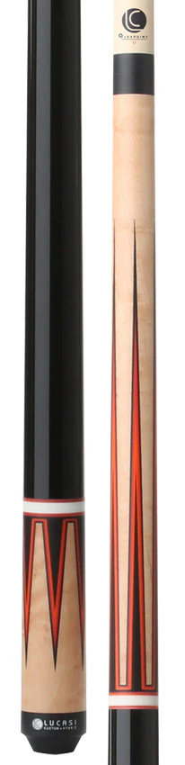 Lucasi Custom Black and Antique Birdseye/Red Orange Wrapless Pool Cue - Image 3