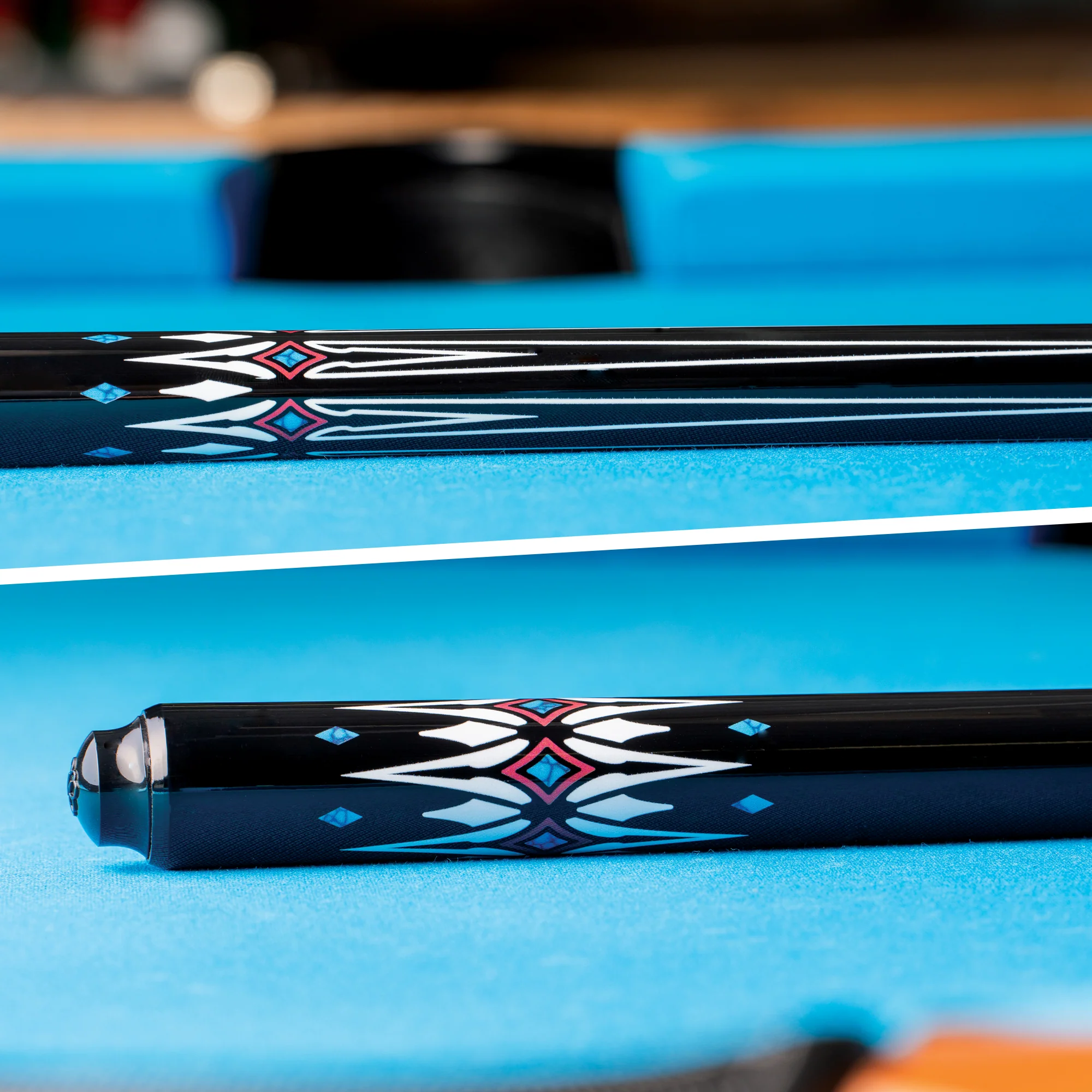 Lucky Black with Blue and White Graphic No Wrap Play Cue - Image 6