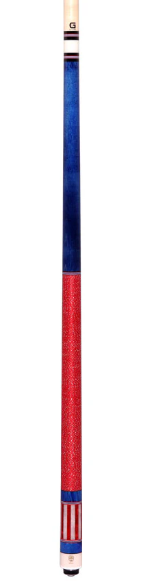 McDermott Blue Stained Birdseye Maple with Red/White/Blue Inlays Cue of the Month with G-Core Shaft - Image 6