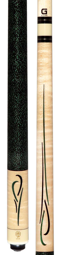 McDermott Curly Maple with Green Malachite and Black Urethane Inlays Cue of the Month with G-Core Shaft - Image 3