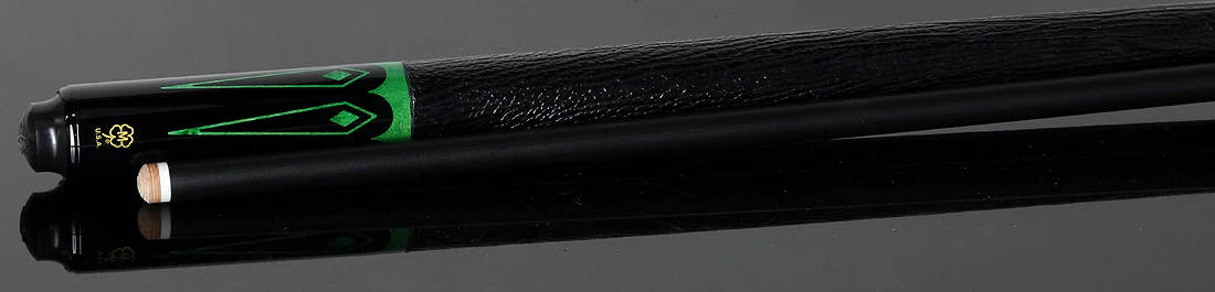 McDermott Select Series Black Urethane with Green-Stained Maple Points Pool Cue and Defy Carbon Fiber Shaft - Image 3