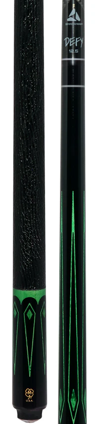 McDermott Select Series Black Urethane with Green-Stained Maple Points Pool Cue and Defy Carbon Fiber Shaft - Image 5
