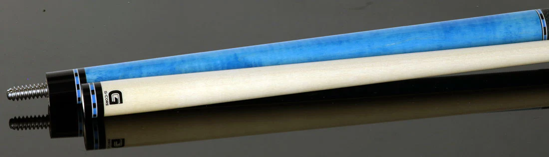McDermott Sky Blue Stained Curly Maple with White Urethane Inlays Cue of the Month with G-Core Shaft - Image 4