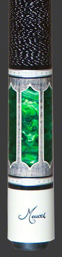 Meucci 2020 Gray - Green Pearl - Black/White Wrap Pool Cue with Carbon Shaft - 2020GYGRBKWHC - DIS - Image 2
