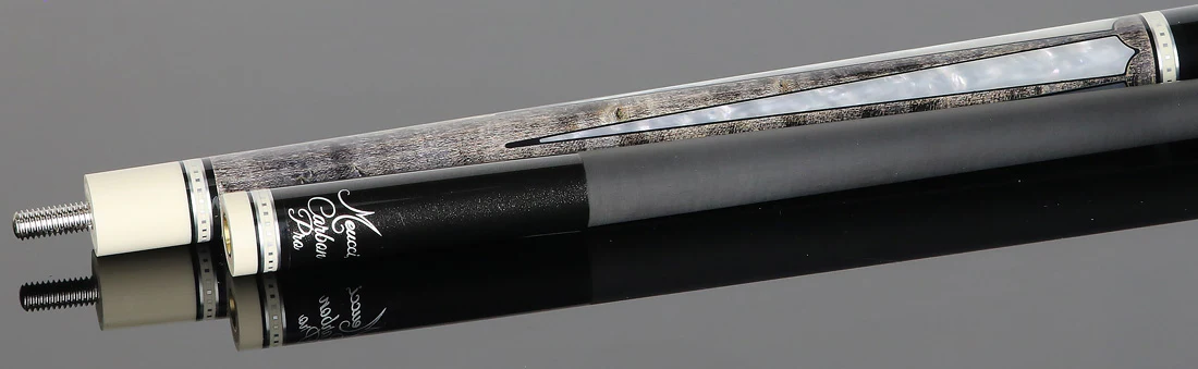 Meucci 2020 Gray - Mother of Pearl - Black Wrap Pool Cue with Carbon Shaft - 2020GYMOPBKC - Image 3