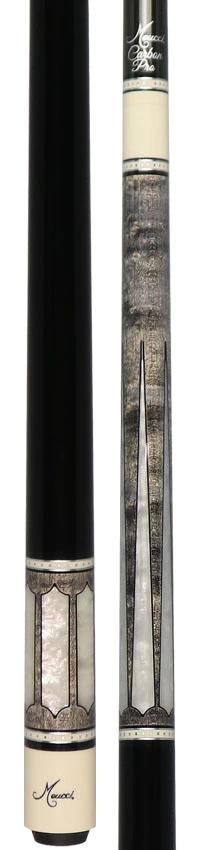 Meucci 2020 Gray - Mother of Pearl - Black Wrap Pool Cue with Carbon Shaft - 2020GYMOPBKC - Image 5