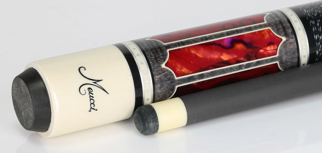 Meucci 2020 Gray - Red Pearl - Black/White Wrap Pool Cue with Carbon Shaft - 2020GYRDBKWHC - Image 2